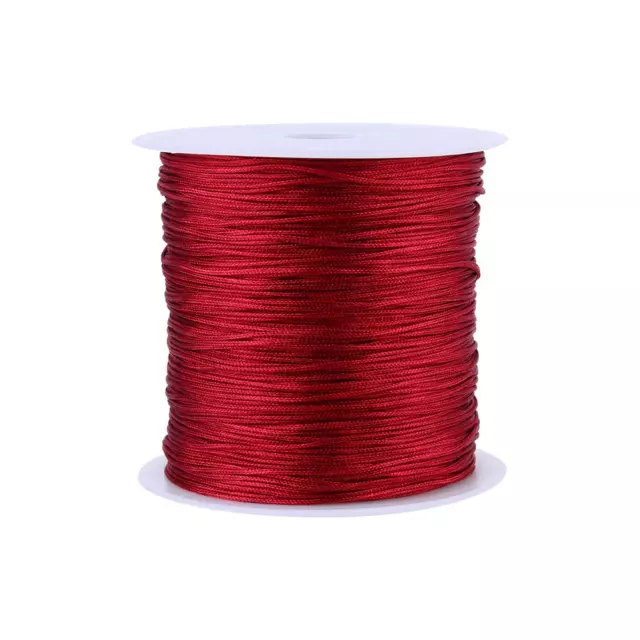 100M X 0.8mm Nylon Chinese Knot Cord Rattail Macrame Thread String Burgundy☜