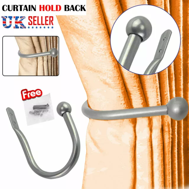 LARGE STYLISH CURTAIN HOLD BACK Metal Tie Tassel Arm Hook Loop Holder Ball End 3