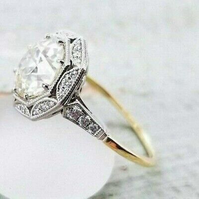 2.50 Ct White Round Cut Old European Art Deco Engagement Wedding 925 Silver Ring