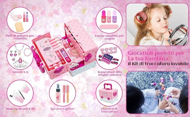 Set Trucchi Per Bambine 57 Pezzi Anallergici – Gioco Di Ruolo E Make-up Per Bambini 3+ Anni