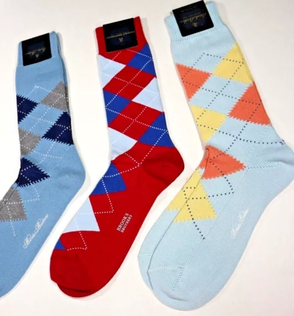 Brooks Brothers  Egyptian Cotton Blend Argyle Crew Socks Multicolor Size: 7.5-12 2