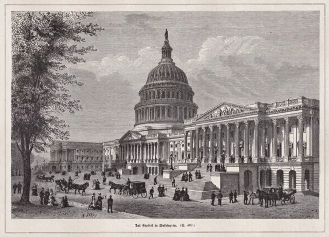 Washington USA - Capitol - Stich,  Holzstich von 1880