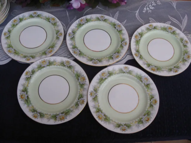 AYNSLEY 5 x 6½ inch Tea Plates. White Lillies on Green