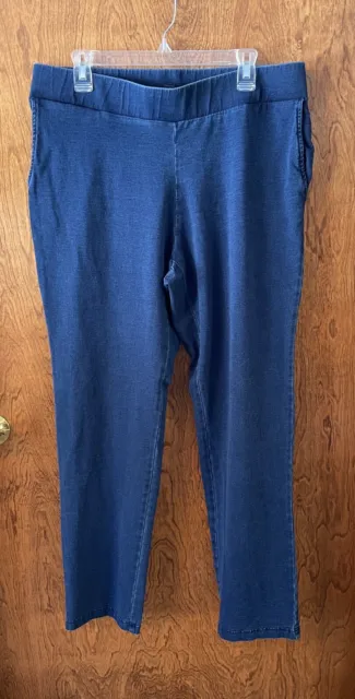 Pure Jill Slim-Leg Indigo Knit Jeans