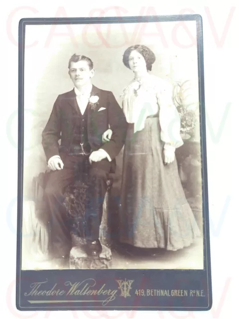 Victorian Husband & Wife Cabinet Card Theodore Waltenberg Bethnal Green