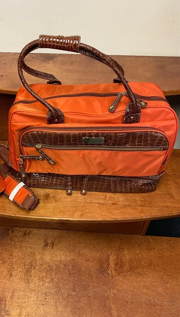 New Samantha Brown Classic Drop Bottom Satchel With Orange