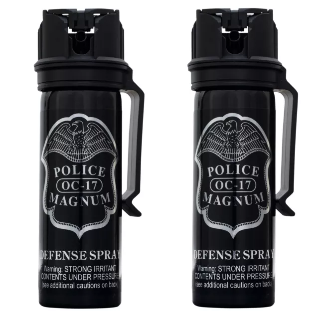 Pepper Spray Police Magnum 2 pack 3oz Flip Top Belt Clip Fog OC Defense Security