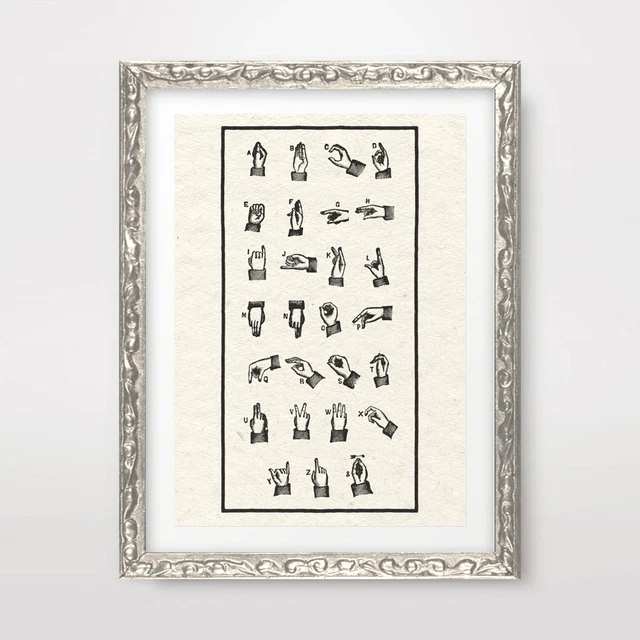 ANTIQUE SIGN LANGUAGE DEAF ALPHABET CHART ART PRINT POSTER Wall Decor