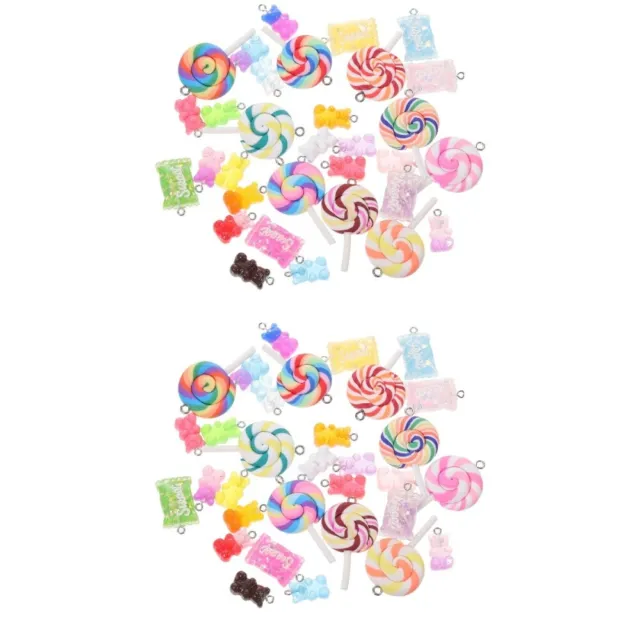 2 Sets Resin Simulated Candy Child Colorful Lollipop Charm Sweet Pendant