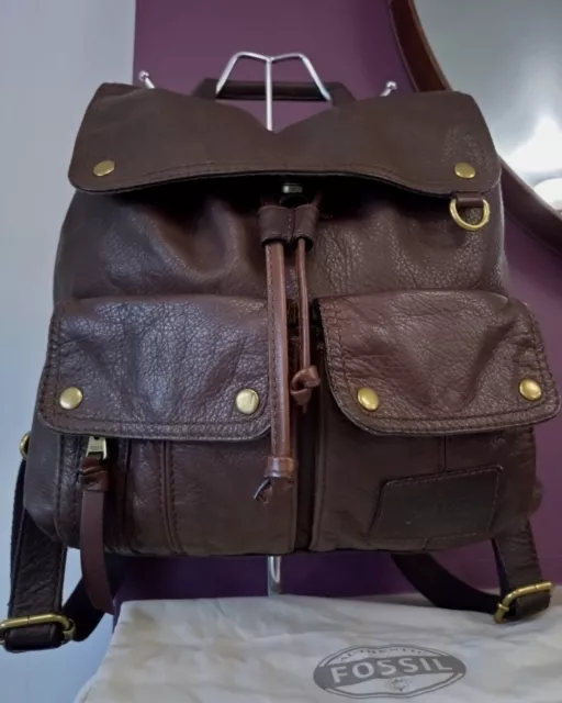 Fossil Large Brown Leather Morgan Backpack Bag  Rare Very Good Condition £240🌼.