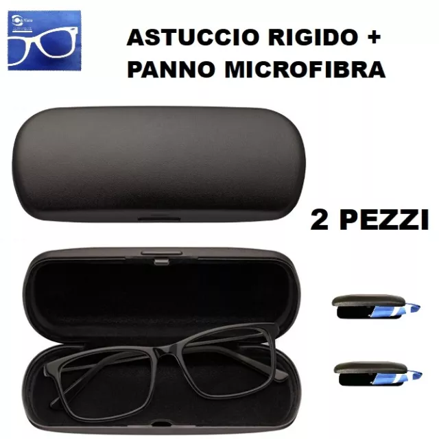 2 PEZZI - Astuccio / Custodia Rigida per Occhiali + Panno Microfibra EUR  19,90 - PicClick IT