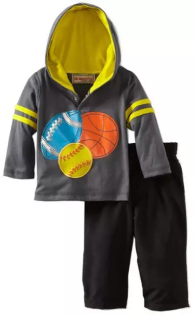 Kids Headquarters Infant Boys 2pc Hooded Top Whit Pants Set Size 3/6M 6/9M $30