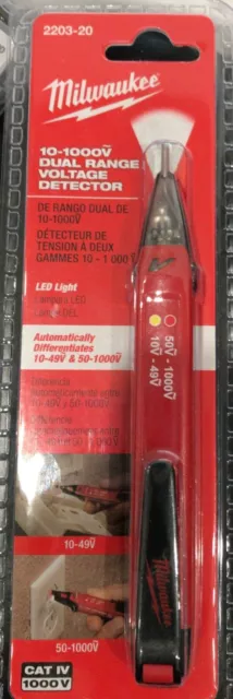 Milwaukee 2203-20 10-1000Ṽ Dual Range Voltage Detector (A6)