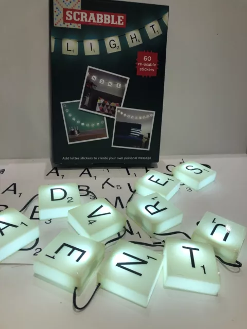 Scrabble Light with 60 re-usable stickers mains adaptor Paladone Good Condition