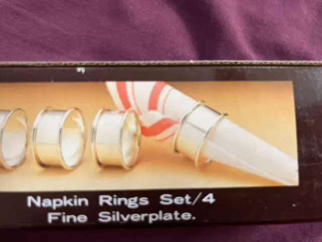 Vintage Sheridan Taunton Smith, Silver Plated Napkin Rings Set of 4 in box