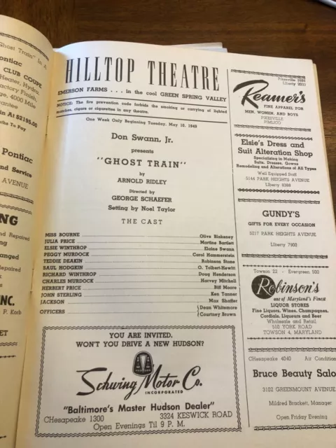 Ghost Train Ridley Hilltop Theatre MD 1949 Carol Hammerstein George Schafer 2