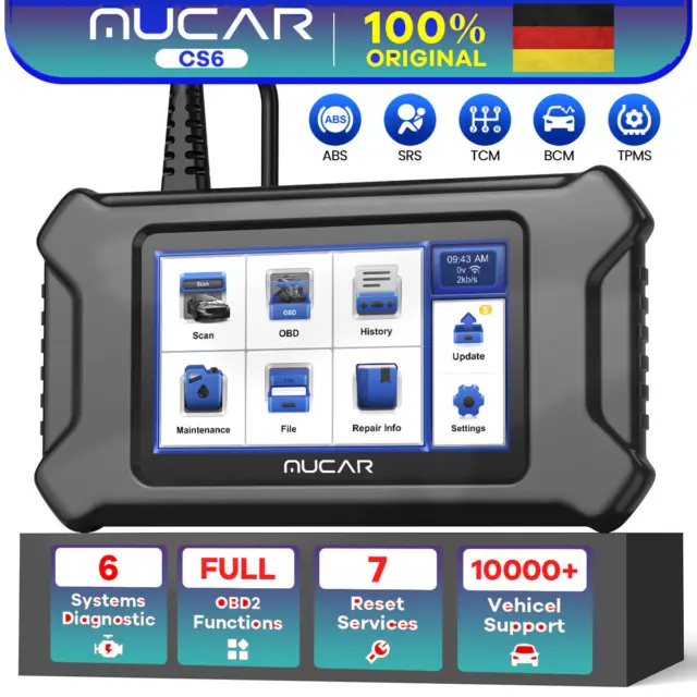 MUCAR CS6 Profi KFZ OBD2 Diagnosegerät Auto Scanner Fehlerauslesegerät TMPS DE