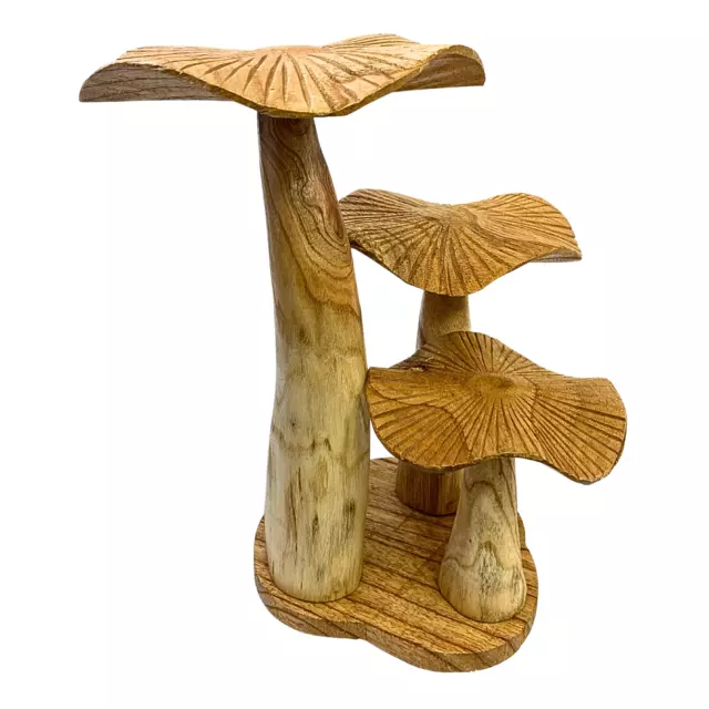 Magic Mushroom Wooden Sculpture Shrooms Wood Carving Statue Carved Bali Art