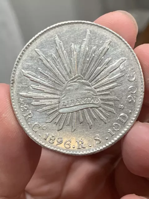 1896 GO R.S. Mexico 8 Reales Silver Coin