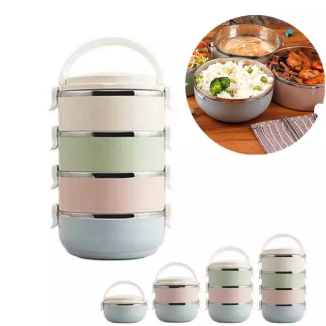 4 Layers Stainless Steel Lunch Box Container Thermal Soup Hot Food Insulated