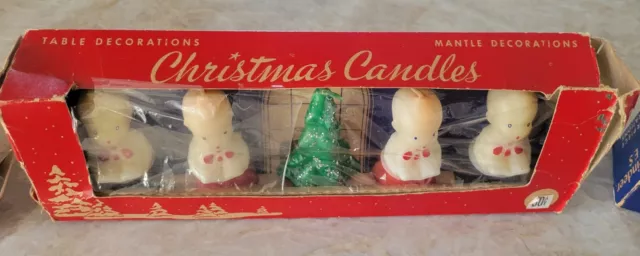 Vintage Gurley Christmas Candles in Box - Choir Boys & Christmas Tree