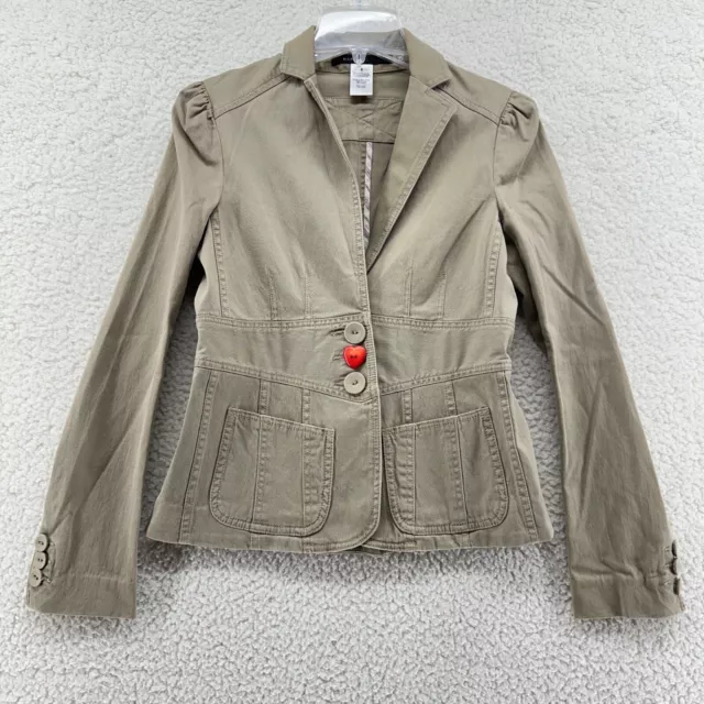 Vintage Marc Jacobs Womens 4 Beige Khaki 3 Button Canvas Blazer Jacket Pockets