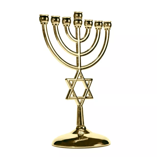 Neu Gold Davidstern Hanukkah Geschenk Menora 7 Zweige, Chanukka Menora 2