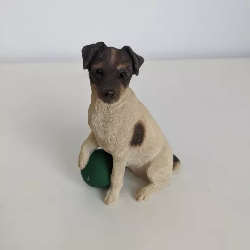 Realistic Fox Terrier With Ball Dog Figurine