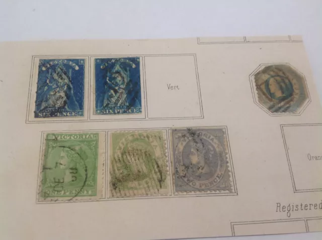 1854 Victoria old album page 1/- blue Queen Octagonal + 2 6d Blue on throne 1854 Victoria old album page 1/- blue Queen Octagonal + 2 6d Blue on throne
