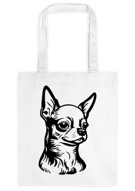 Einkaufstasche Schultertasche Shopper - weiß 38 x 43 cm Canvas - Chihuahua 04