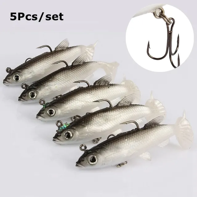 5PCS WEIGHTED SOFT Jelly Rubber Hook Bait Fishing Lure Paddle Roach Perch  Pike £8.23 - PicClick UK