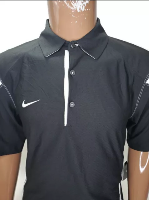 Nike Dri Fit Mens Golf Polo Check Down Black White Small