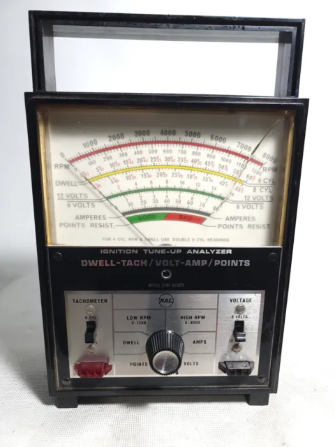 Vintage RAC Ignition Tune Up Analyzer Dwell-Tach Volt-Amp Tachometer READ NOTES