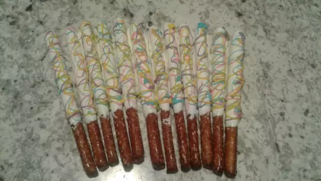 Chocolate covered pretzel rods/Easter candy/Decorative pretzels