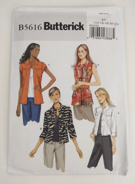 Butterick B5616 Misses Jackets Sewing Pattern New Uncut Size 14-16-18-20-22