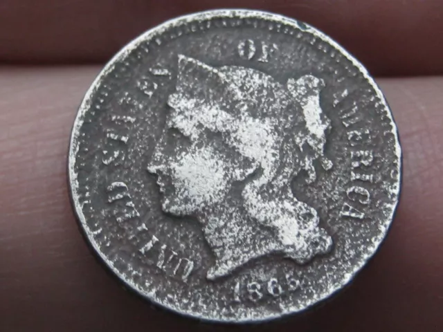 1865 Three 3 Cent Nickel- VG/Fine Details