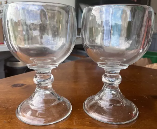 Thick Beer Glass Vintage Schooner Ice Cream Goblet Glass 7" Tall  Made In Mexico