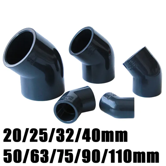Tubo PVC nero 45° gomiti idraulico raccordi connettore frizione 20-110 mm