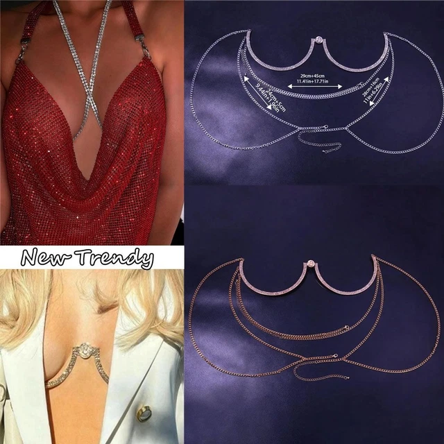 Harness Cross Chest Chain Bra Body Chain Rhinestone Body Chain Party Jewelry