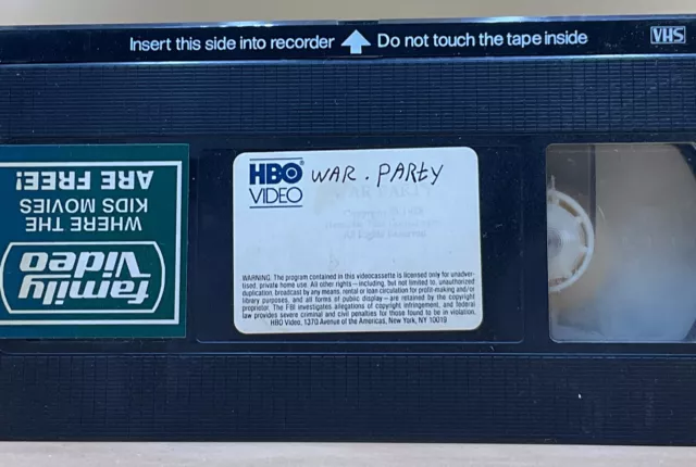 War Party VHS 1989 Kevin Dillon Partial Shrink **Buy 2 Get 1 Free** 3