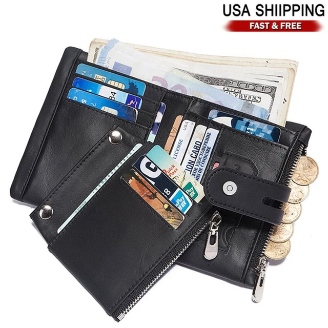 Mens Genuine Leather Biker Trucker Chain Wallet RFID Credit Card Holder Wallets