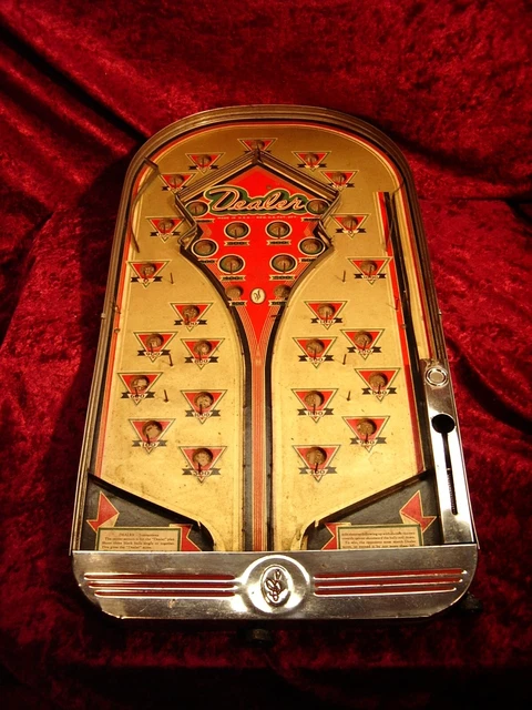 Vintage Rare Working c1938 "DEALER" Pinball Table Top Game by J. Schneider  NY