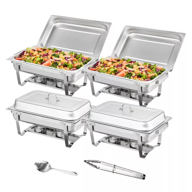 VEVOR Lot de 4 Chauffe-Plats Buffet Chauffant 4 Bacs de 7,5L 8 Porte-Combustible