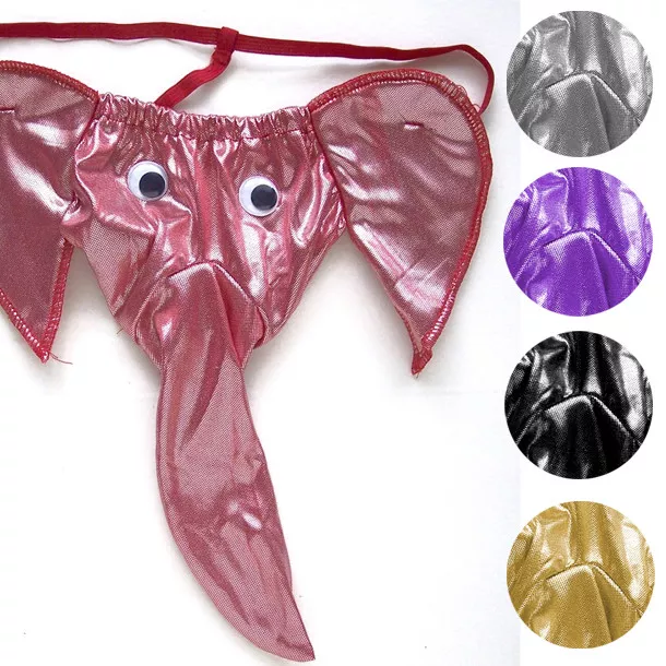 SEXY SHINY METALLIC Men's Lingerie Elephant Thong Bikini Gag Gift