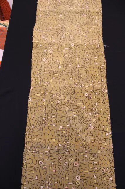 f-197 antique mon kinsha silk kimono fabric - art deco - 13" x 58"