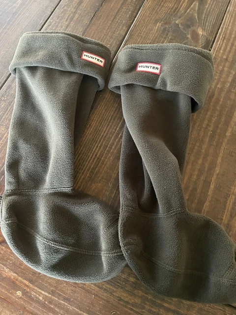 Hunter Unisex Recycled Fleece Tall Boot Socks Dark Olive Green Large Boot Liners