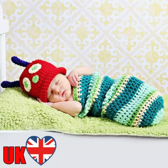 Cute Caterpillar NewBorn Baby Girl Photography Suit Infant Knit Outfit