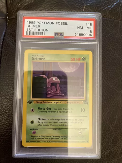 Pokemon 1st Edition Grimer PSA 8 Fossil Set #48 / 62 - NM | Mint