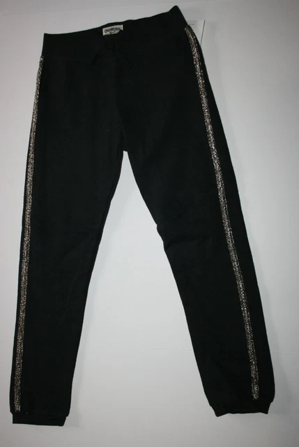 New OshKosh Girls 6 year Sweatpants Pull on Gold Glitter Stripe Athletic Pants