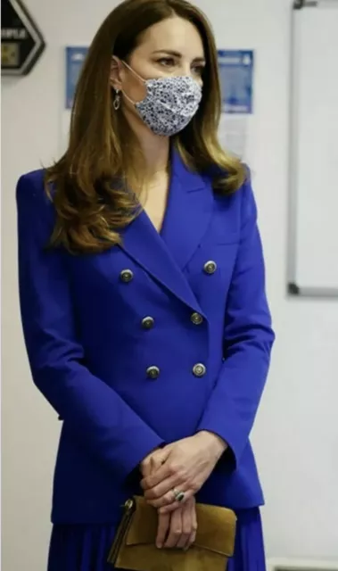 Zara Su Misura Doppio petto Blazer Aso Kate Middleton Royal Blue M